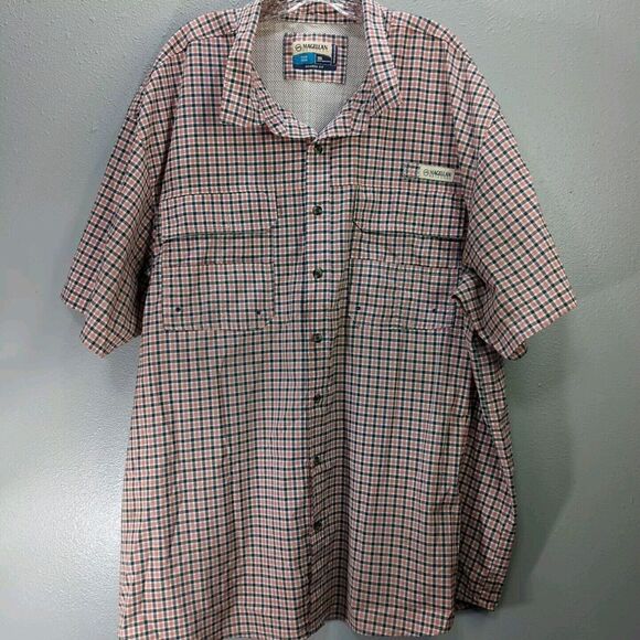 Magellan Outdoors Other - Magellan Outdoors Mens 3XL Fish Gear Pink & Navy Plaid Short Sleeve Shirt‎ Ms12